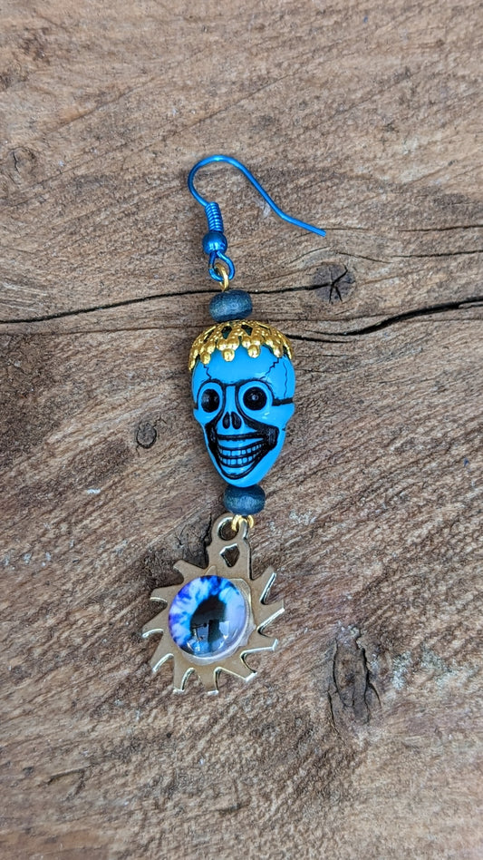 Single Earring - blue skull