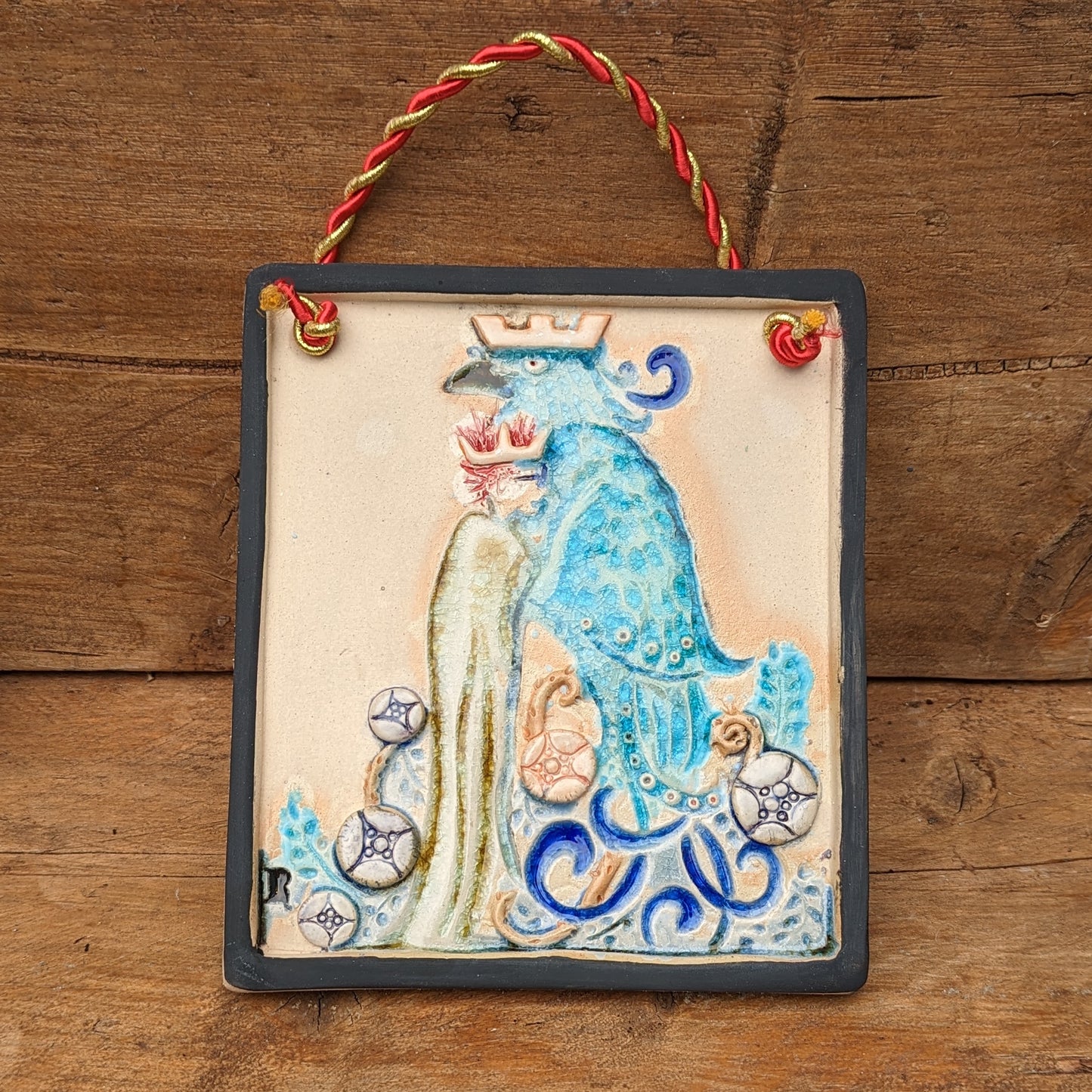 "RAYGUN AND THE BLUEBIRD" ceramic plaque